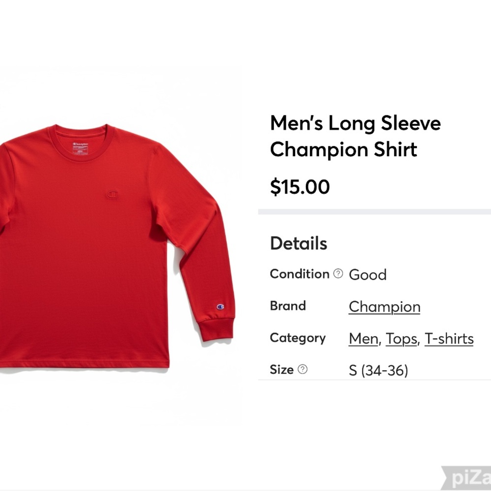 Champion Men's Vibrant Red Long Sleeve Tee